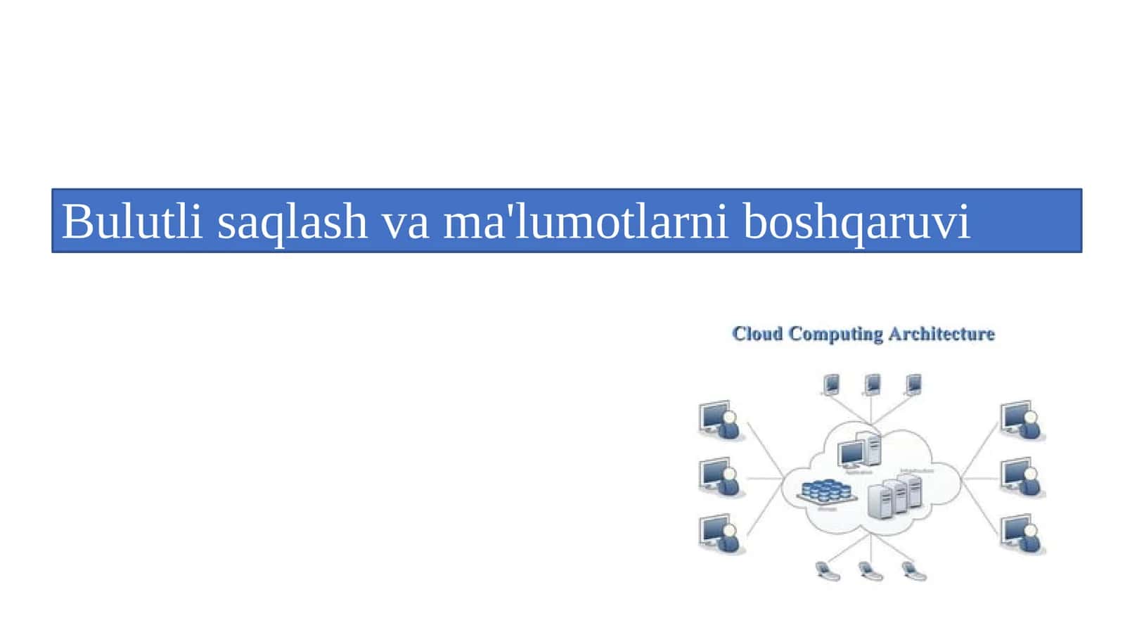 Bulutli saqlash va ma'lumotlarni boshqaruvi 1