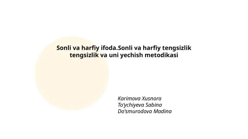 Sonli va harfiy ifoda 1