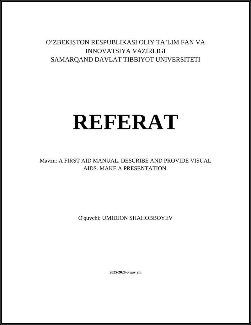 A FIRST AID MANUAL 1