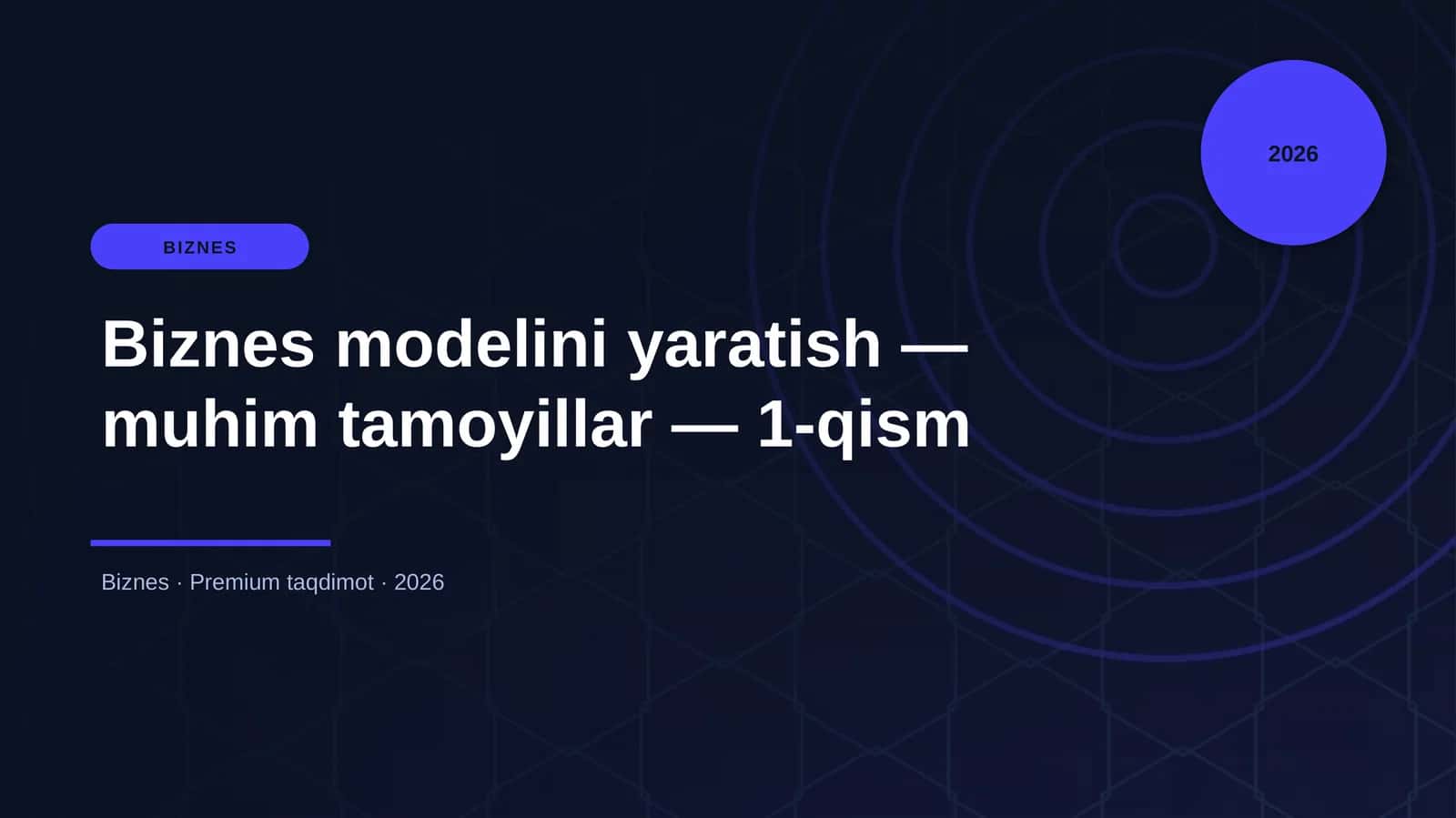 Biznes modelini yaratish — muhim tamoyillar — 1-qism 1