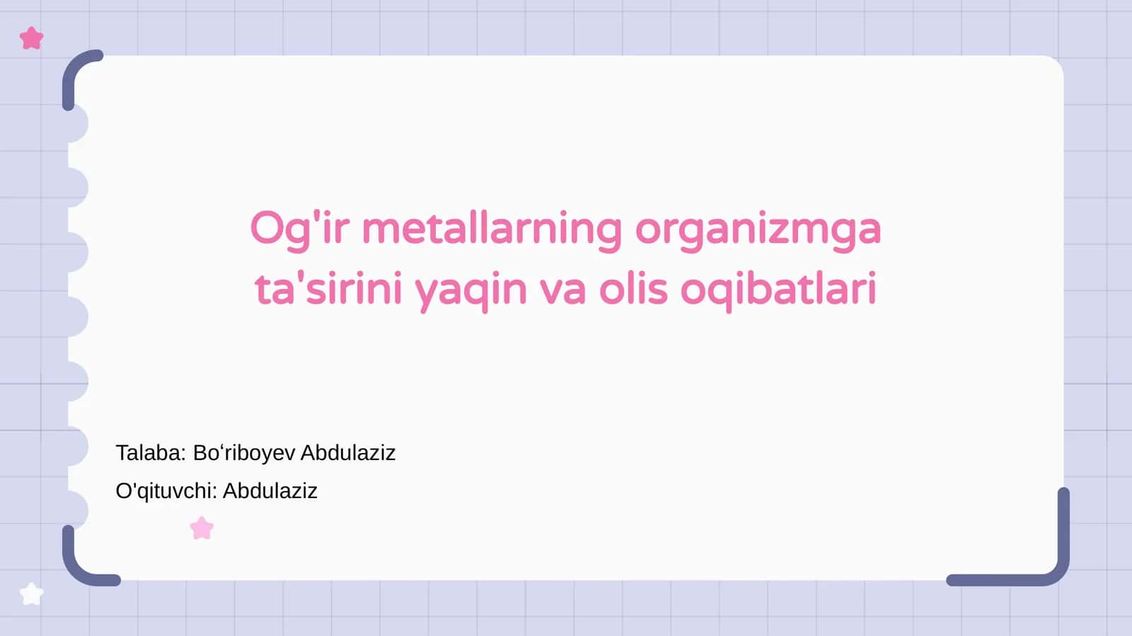 Og'ir metallarning organizmga ta'sirini yaqin va olis oqibatlari 1