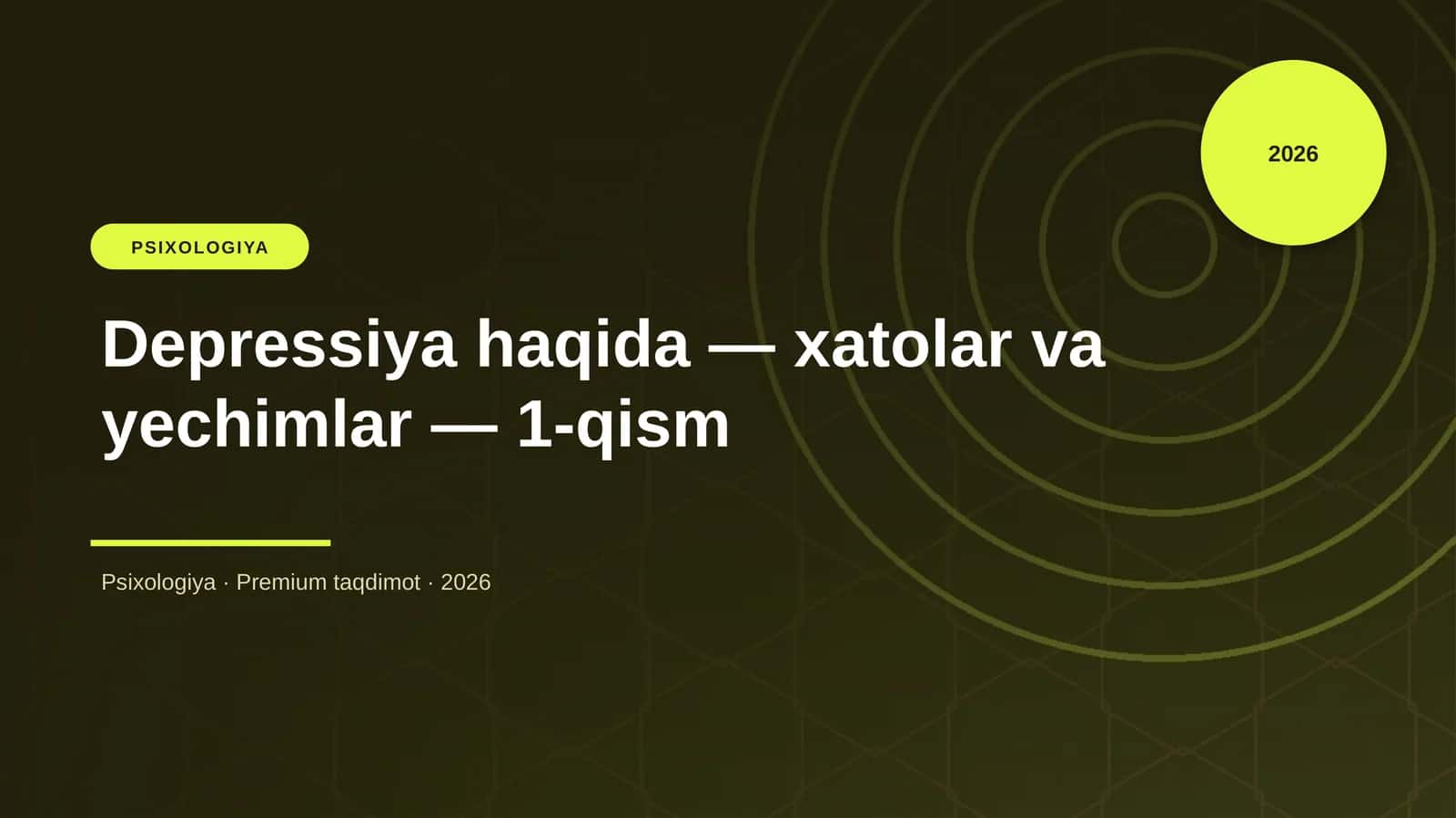 Depressiya haqida — xatolar va yechimlar — 1-qism 1