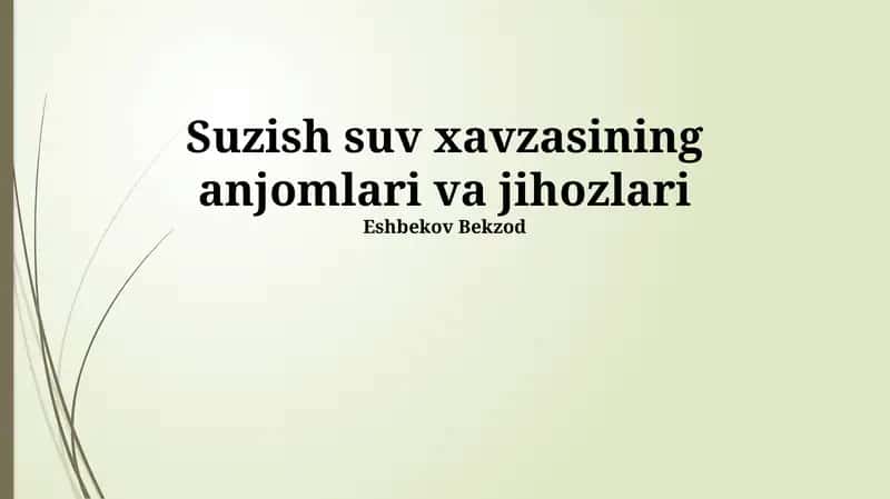 Suzish suv xavzasining anjomlari va jihozlari 1