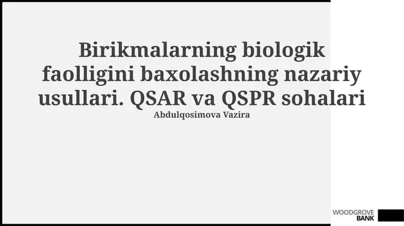 Biologik faollikni baholashning nazariy usullari 1