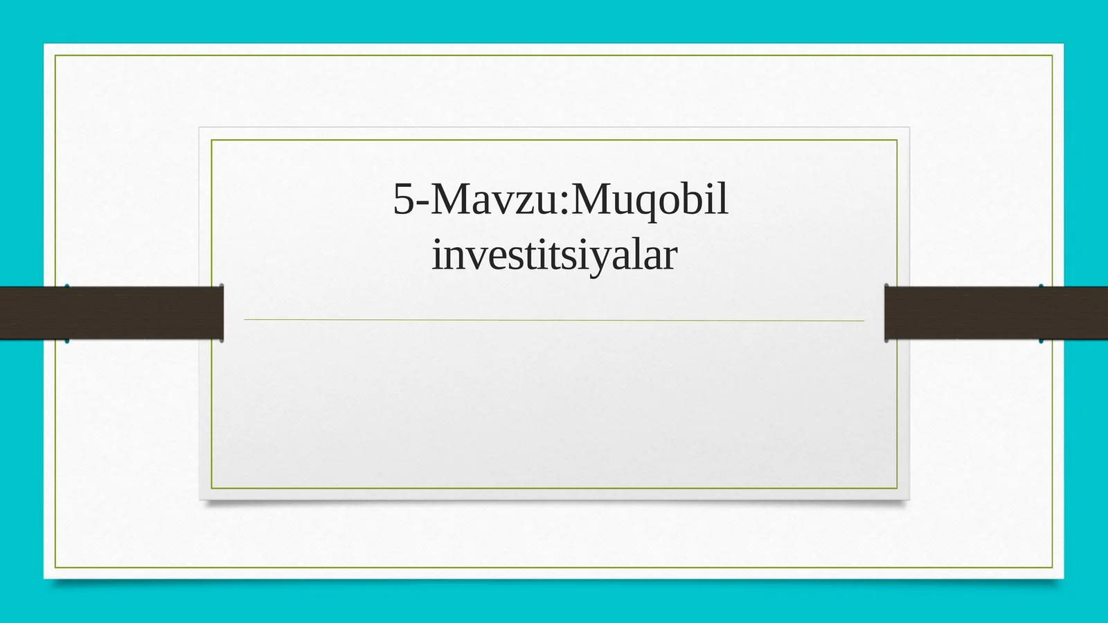 Muqobil investitsiyalar 1