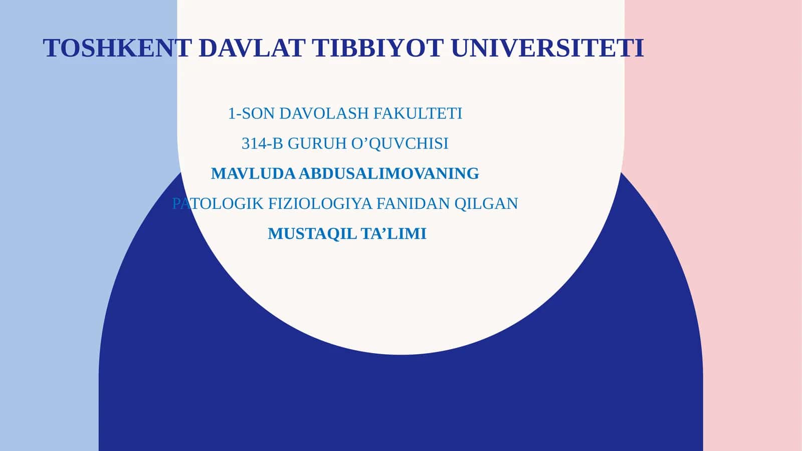 Patologik Fiziologiya Fanidan Mustaqil Ta’lim 1