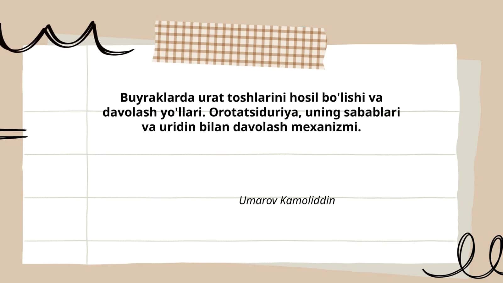 Buyraklarda urat toshlarini hosil bo'lishi va davolash yo'llari 1