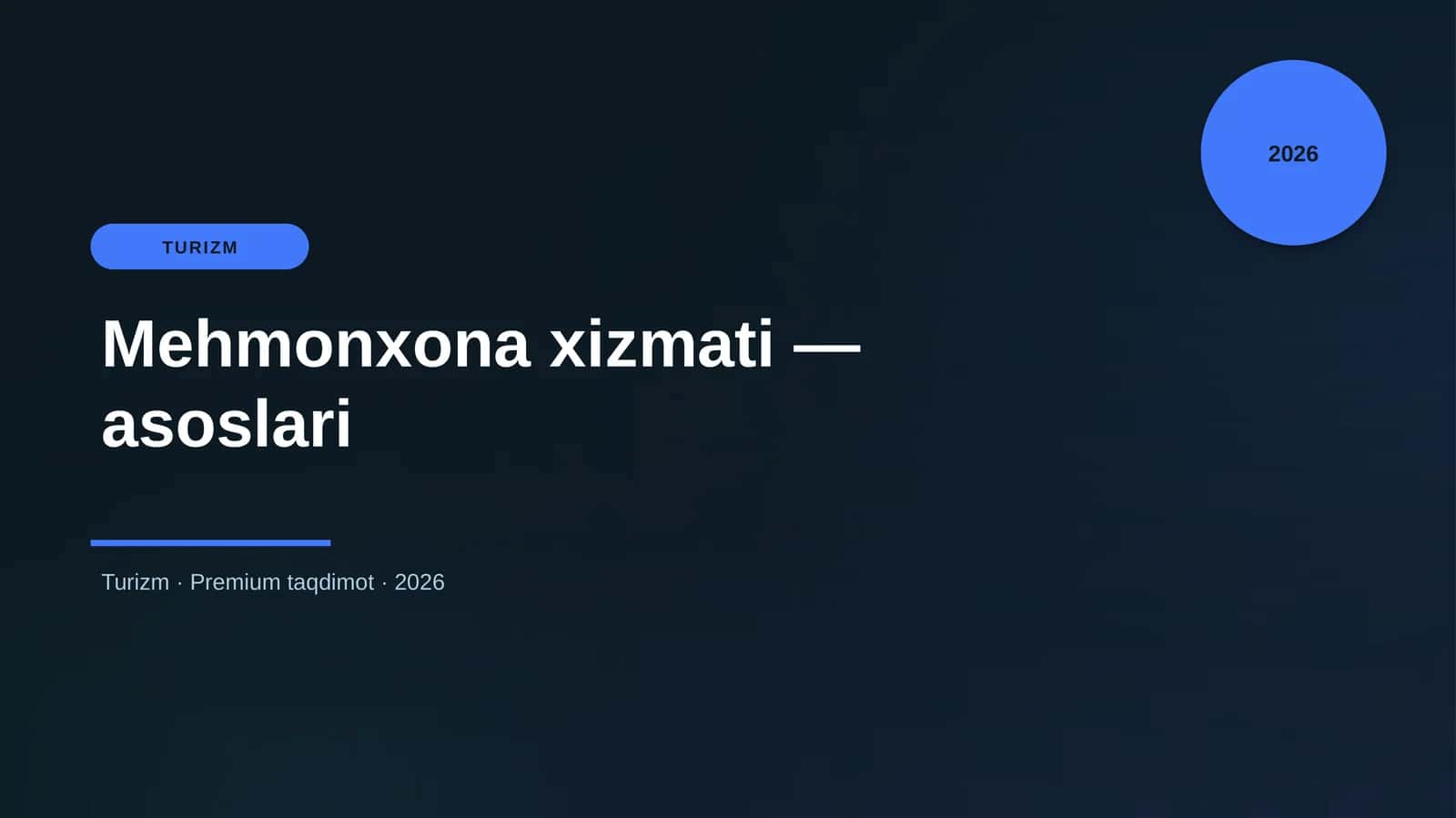 Mehmonxona xizmati — asoslari 1