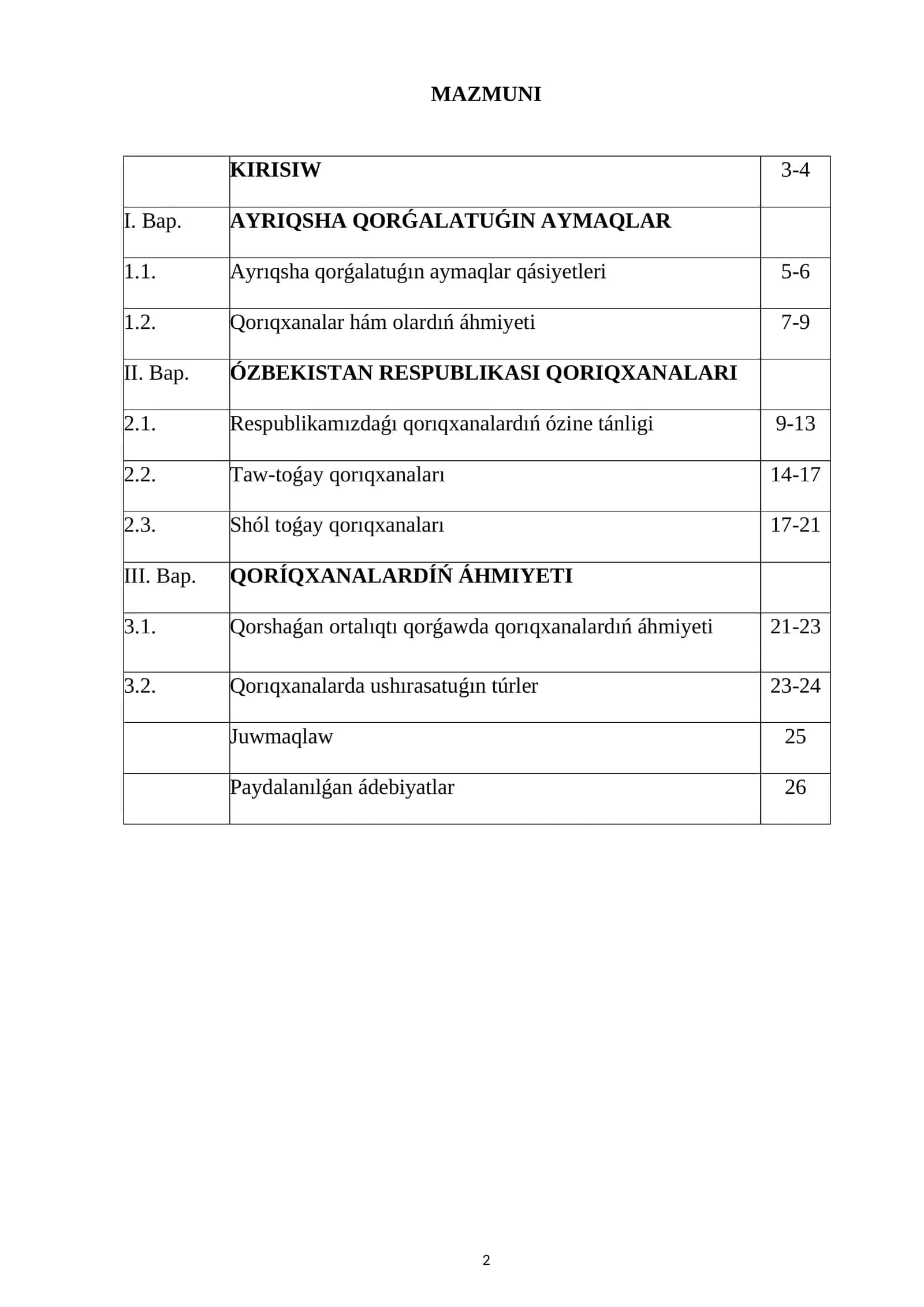 ÓZBEKISTAN RESPUBLIKASI QORIQXANALARI HÁM OLARDIŃ ÁHMIYETI 1