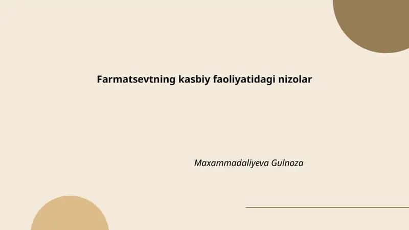 Farmatsevtning kasbiy faoliyatidagi nizolar 1
