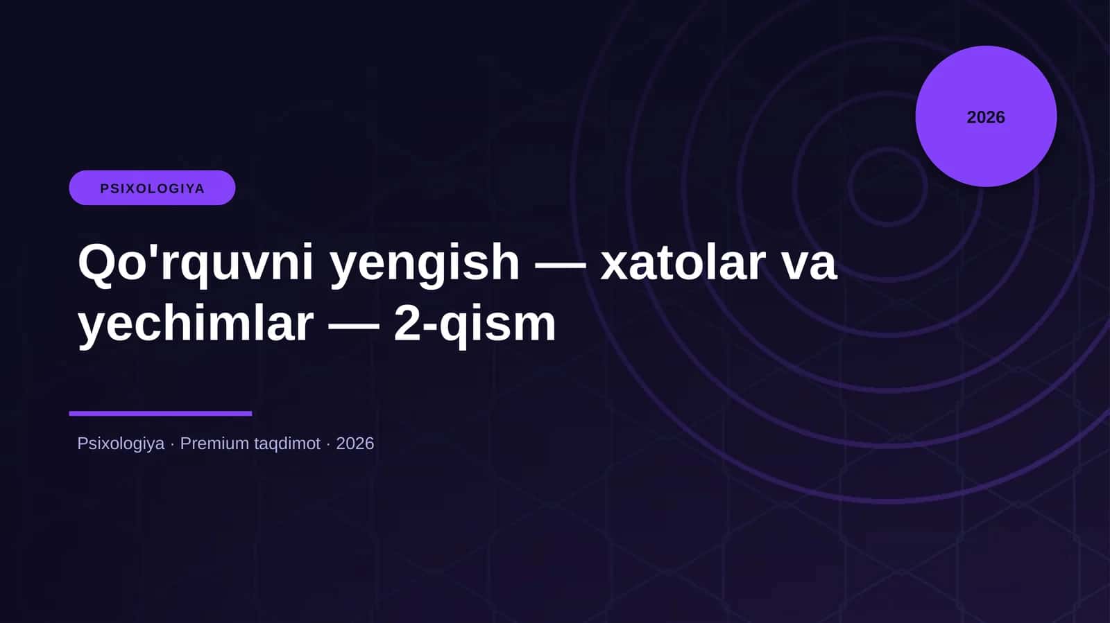 Qo'rquvni yengish — xatolar va yechimlar — 2-qism 1