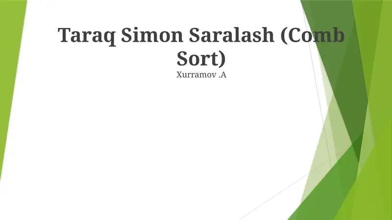 Taraq Simon Saralash (Comb Sort) 1