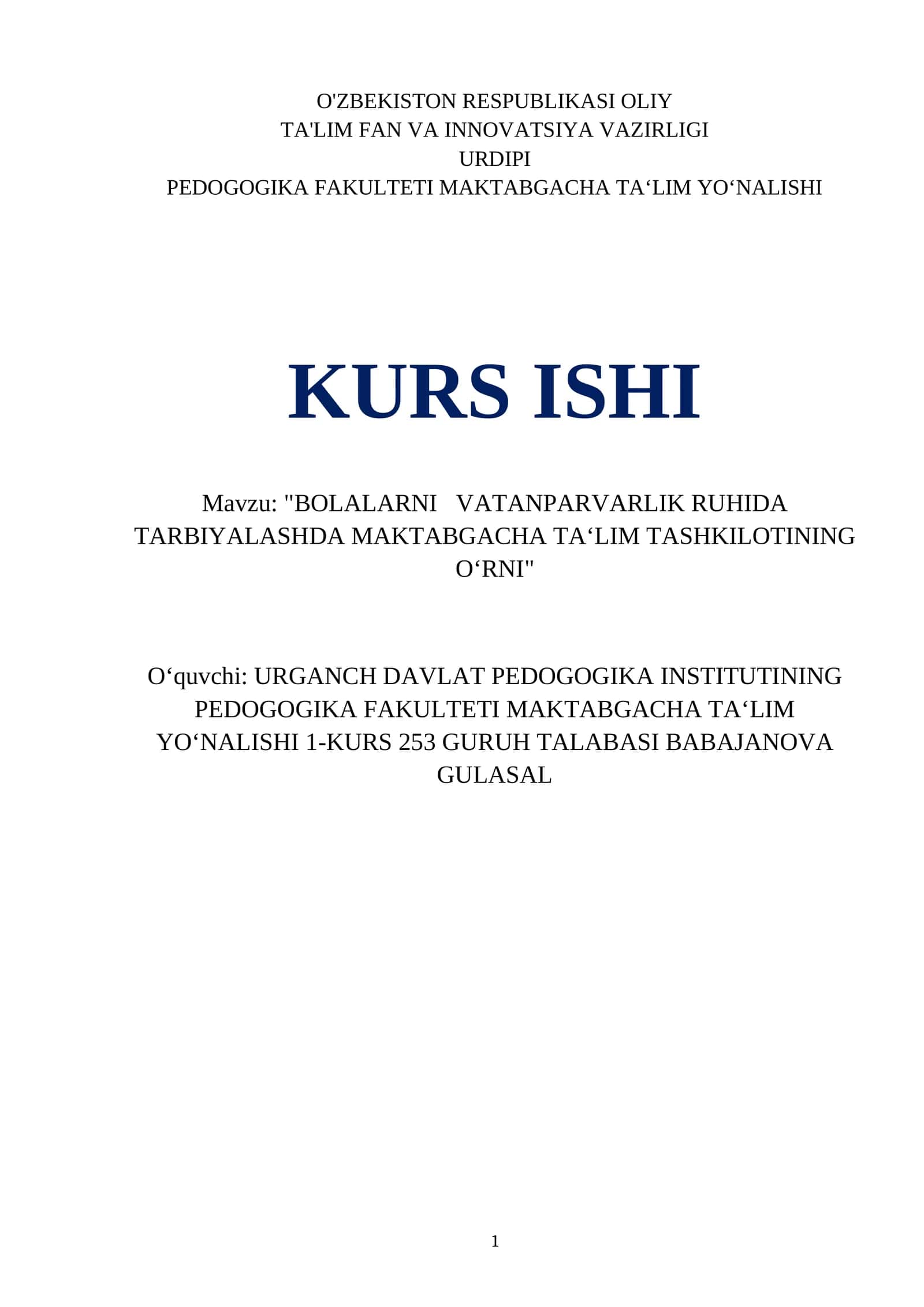 BOLALARNI VATANPARVARLIK RUHIDA TARBIYALASHDA MAKTABGACHA TA'𝗟IM TASHKILOTINING O'RNI 1