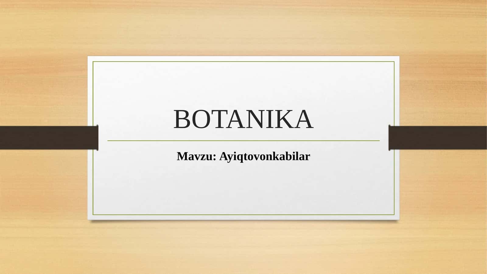 BOTANIKA. Ayiqtovondoshkar oilasi 1