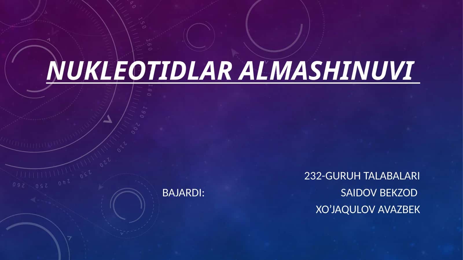 Nukleotidlar almashinuvi 1