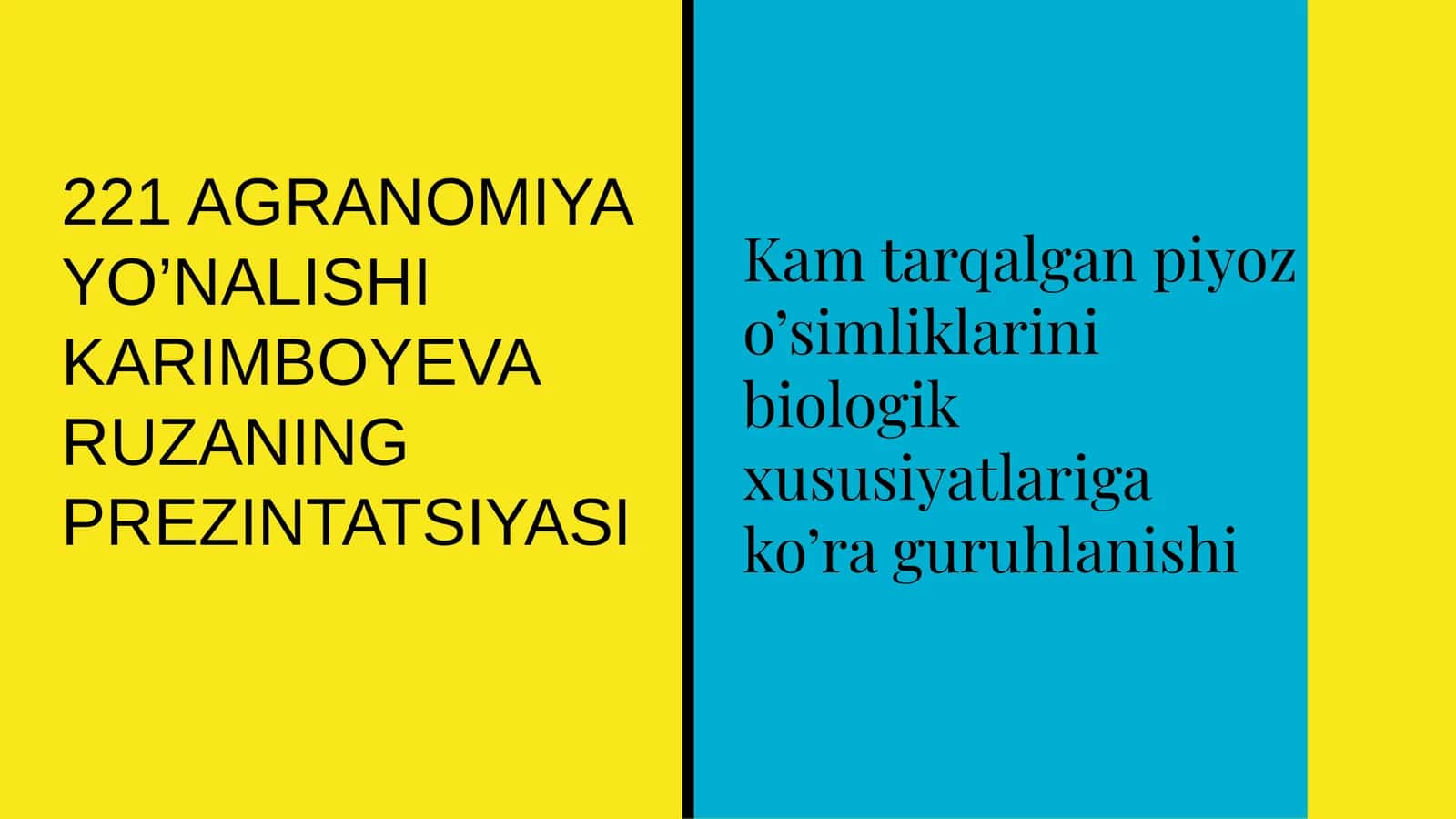 AGRANOMIYA YO’NALISHI 1