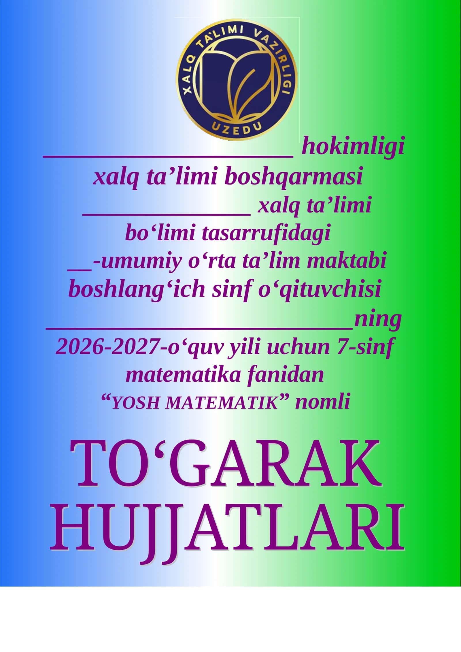 Matematika 7-sinf to'garak 34 soat. 1