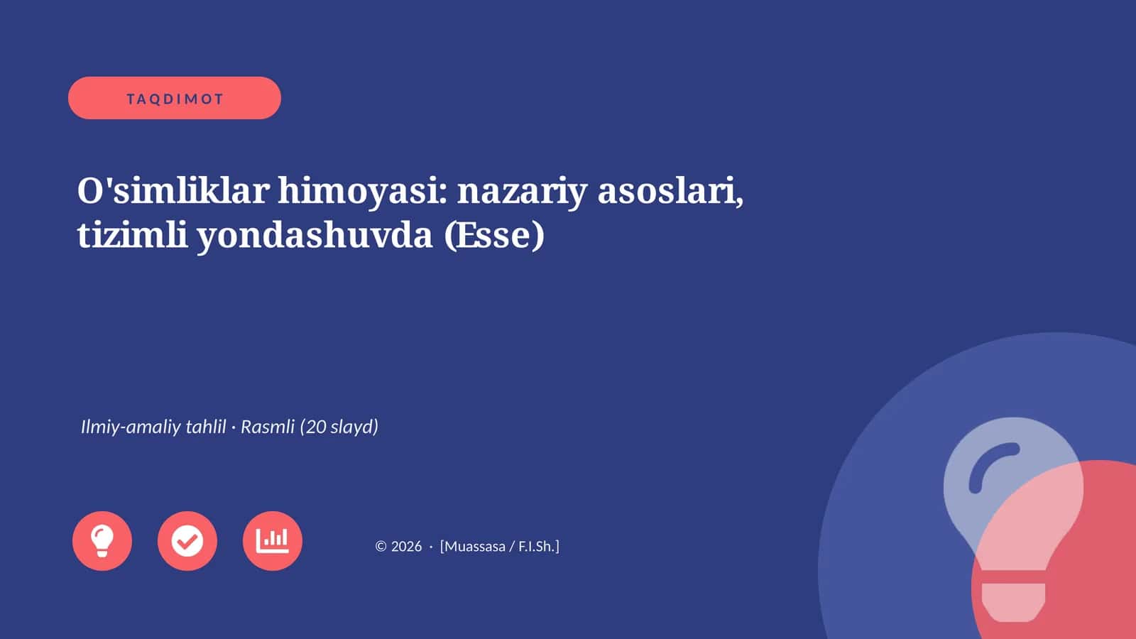 O'simliklar himoyasi: nazariy asoslari, tizimli yondashuvda (Esse) 1