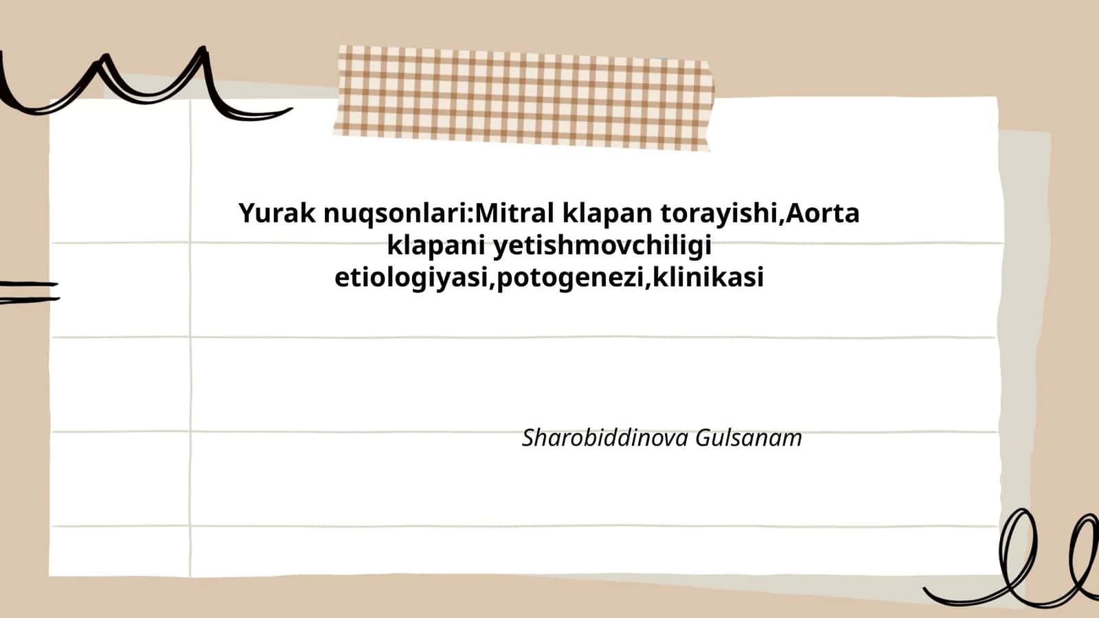 Yurak nuqsonlari:Mitral klapan torayishi,Aorta klapani yetishmovchiligi etiologiyasi,potogenezi,klinikasi 1