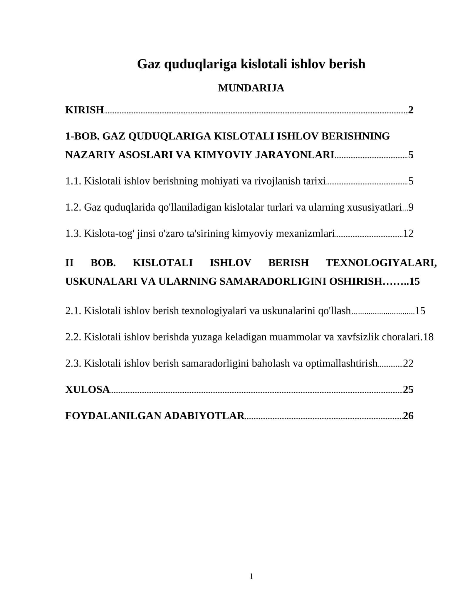 Gaz quduqlariga kislotali ishlov berish 1