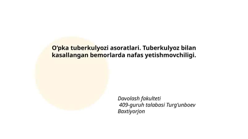 O‘pka tuberkulyozi asoratlari. Tuberkulyoz bilan kasallangan bemorlarda nafas yetishmovchiligi. 1