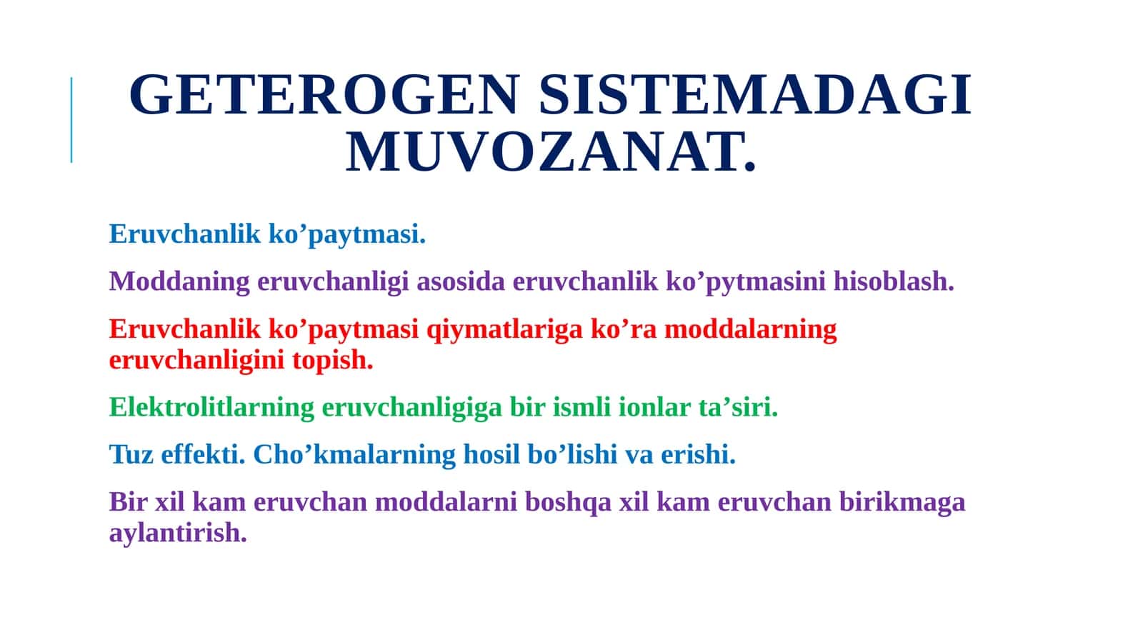 Geterogen sistemadagi muvozanat 1