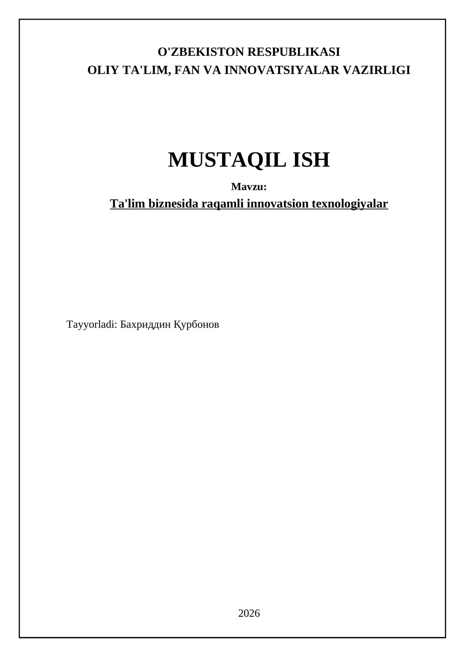 Ta'lim biznesida raqamli innovatsion texnologiyalar 1