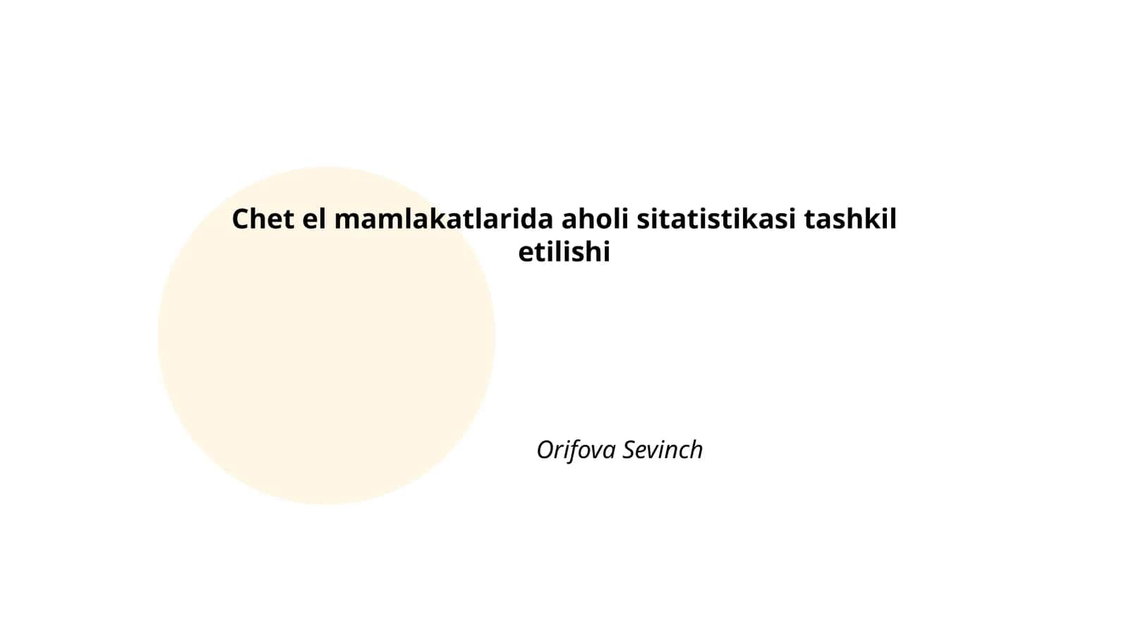 Chet el mamlakatlarida aholi sitatistikasi tashkil etilishi 1