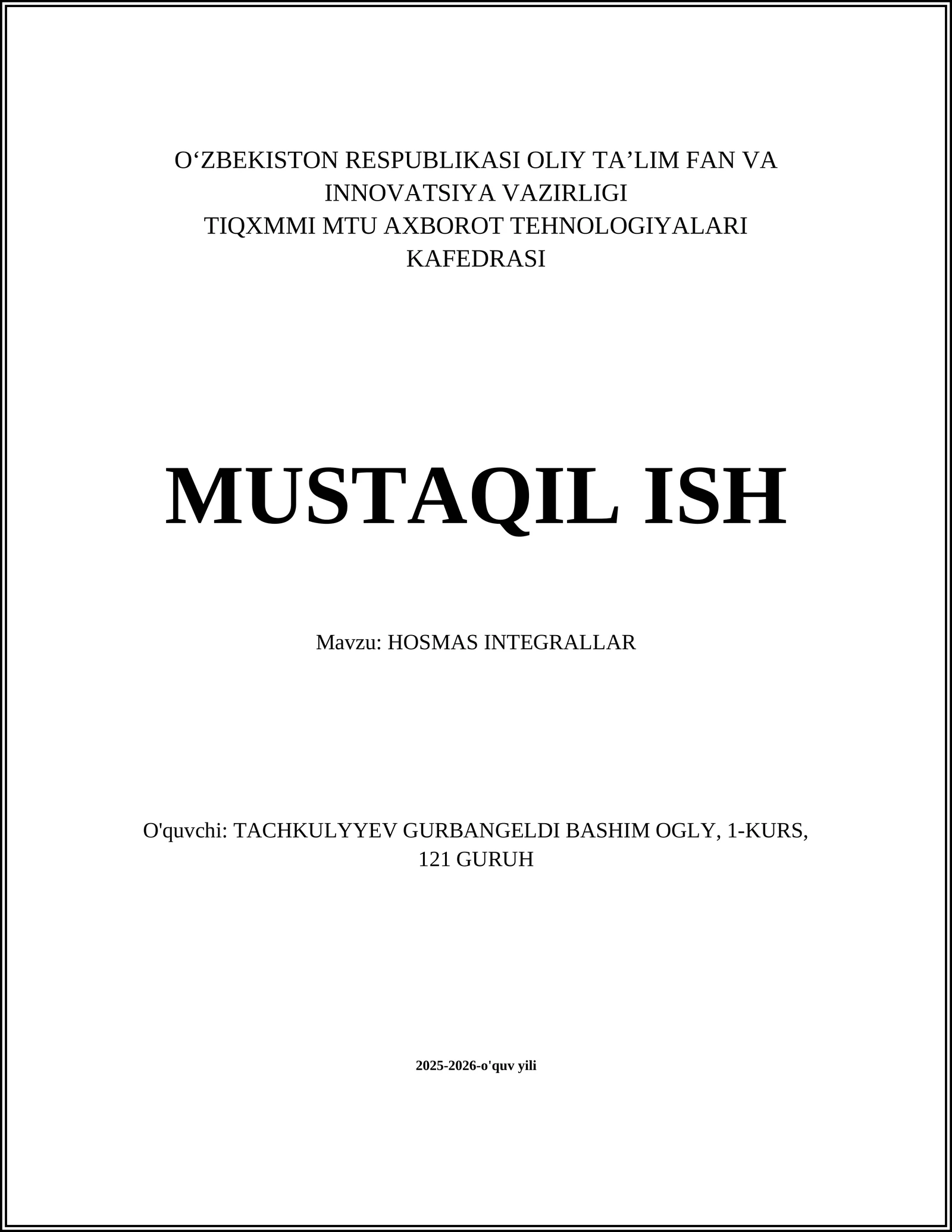 HOSMAS INTEGRALLAR 1