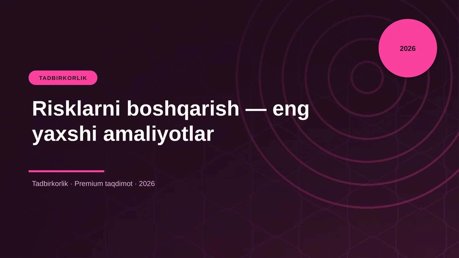 Risklarni boshqarish — eng yaxshi amaliyotlar 1