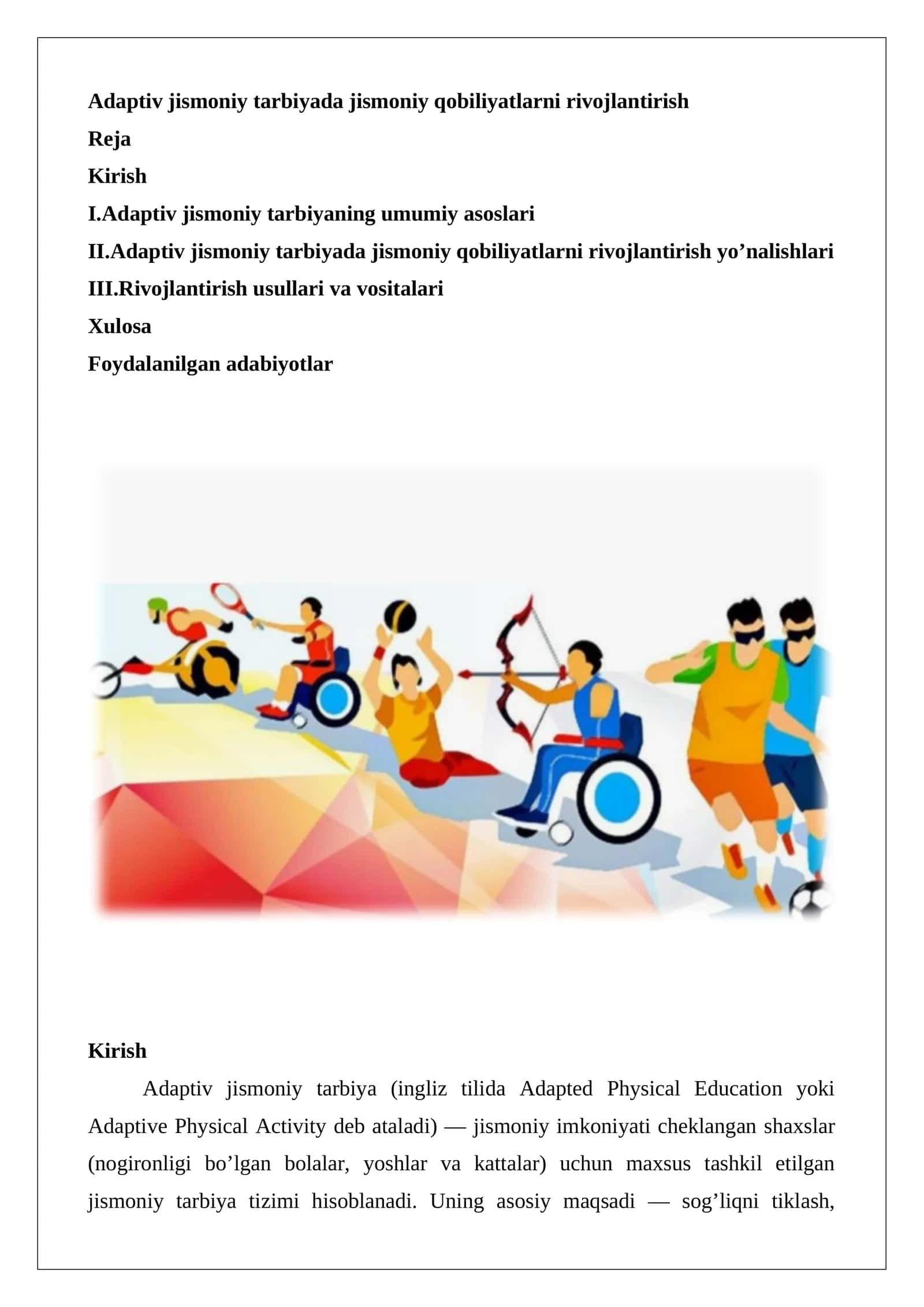 Adaptiv jismoniy tarbiyada jismoniy qobiliyatlarni rivojlantirish 1
