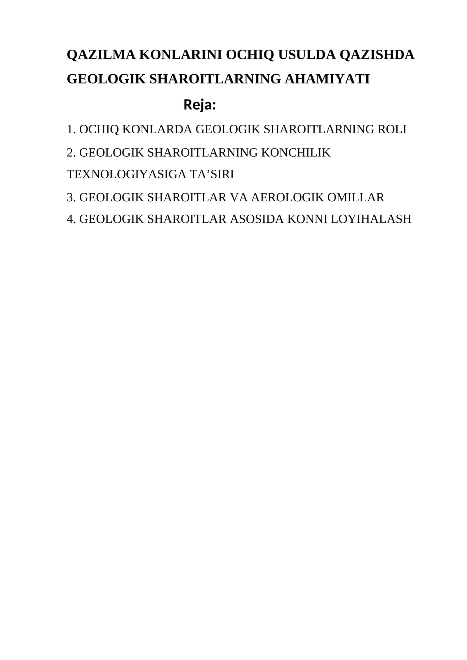 QAZILMA KONLARINI OCHIQ USULDA QAZISHDA GEOLOGIK SHAROITLARNING AHAMIYATI 1