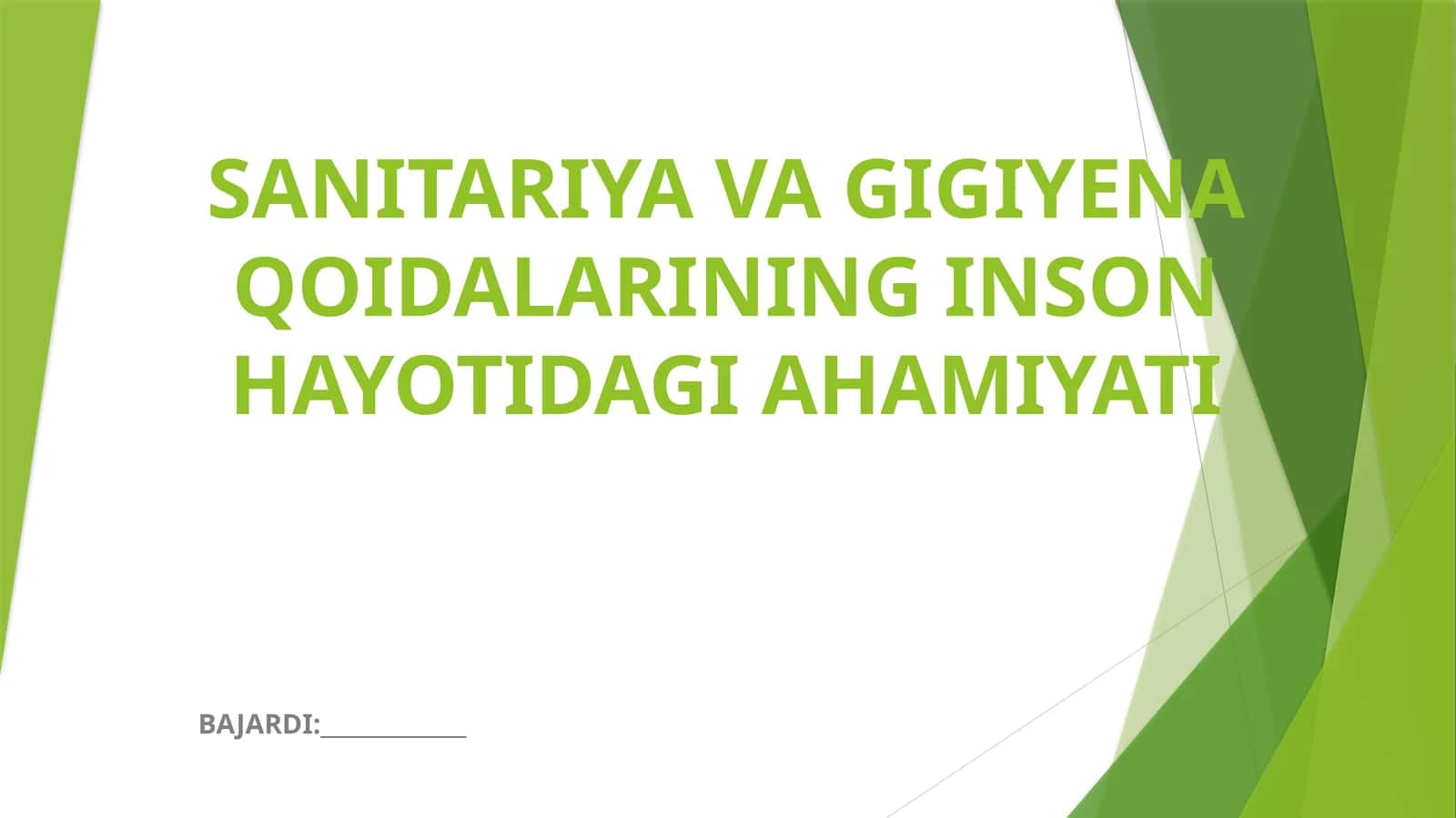 SANITARIYA VA GIGIYENA QOIDALARINING INSON HAYOTIDAGI AHAMIYATI 1
