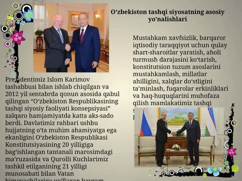 O‘zbekiston Respublikasining tashqi siyosiy faoliyati konsepsiyasi 1