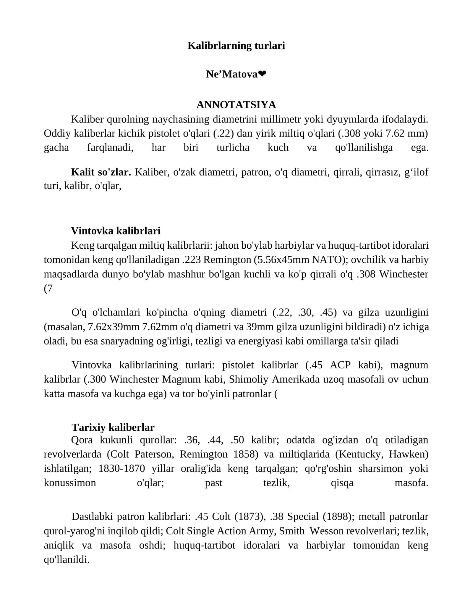 Kalibrlarning turlari 1