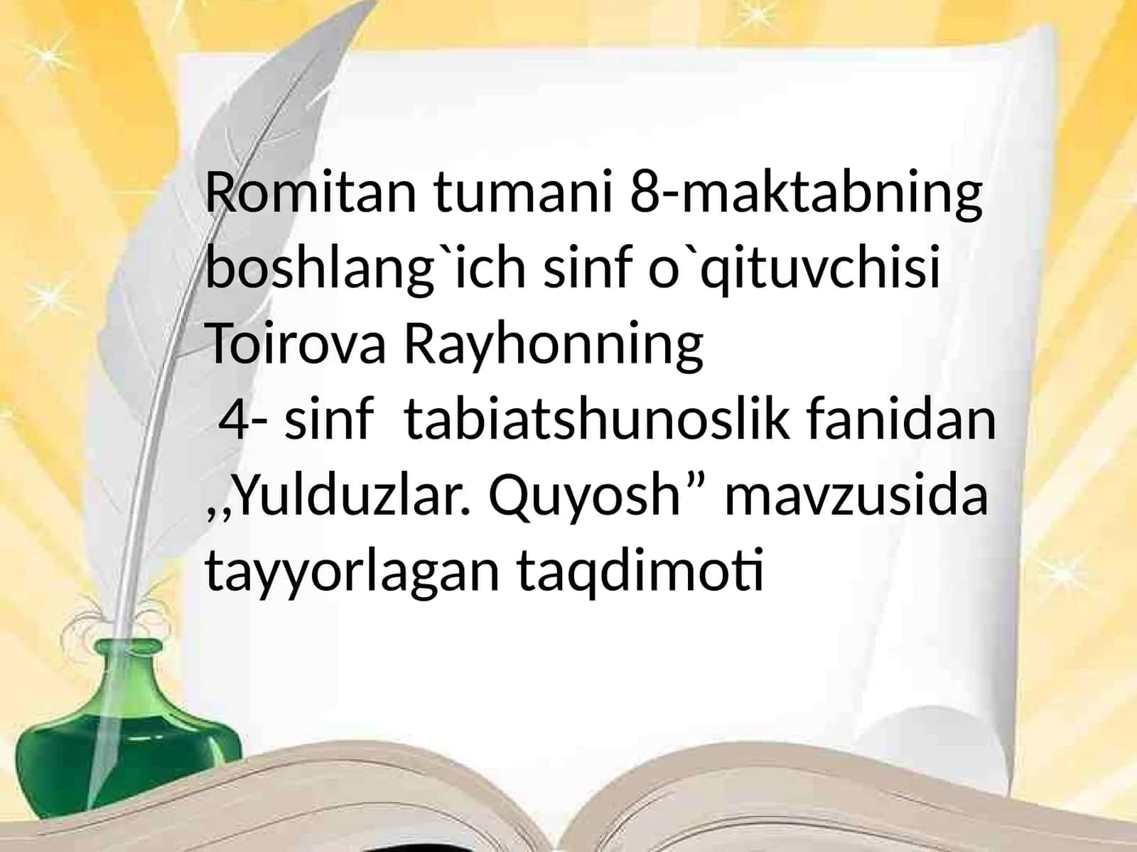 4-sinf Tabiatshunoslik fanidan Yulduzlar quyosh dars ishlanmasi 1