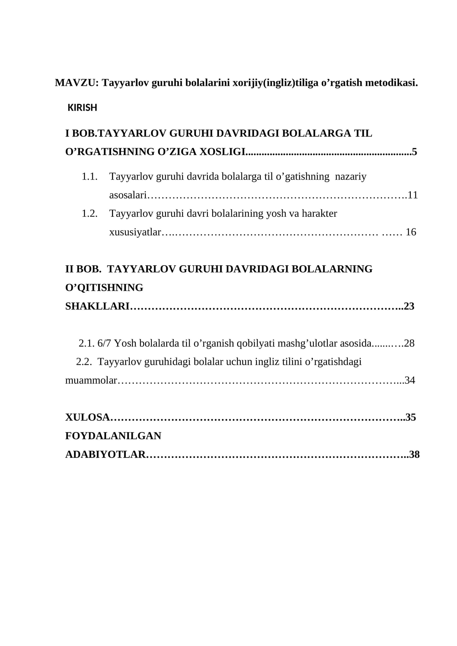 Tayyarlov guruhi bolalarini xorijiy(ingliz)tiliga o’rgatish metodikasi 1