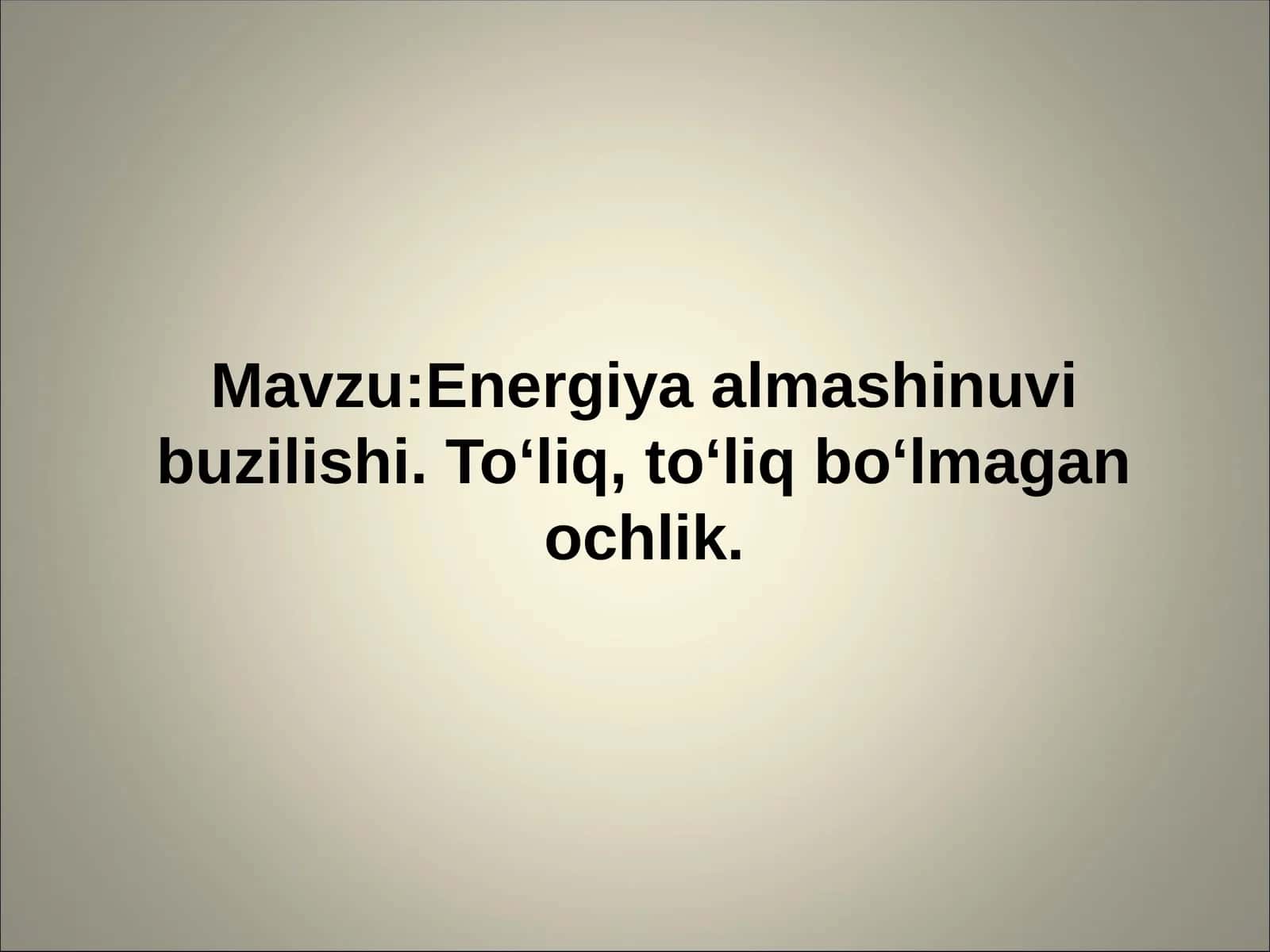 Energiya almashinuvi buzilishi. Toʻliq, toʻliq boʻlmagan ochlik 1