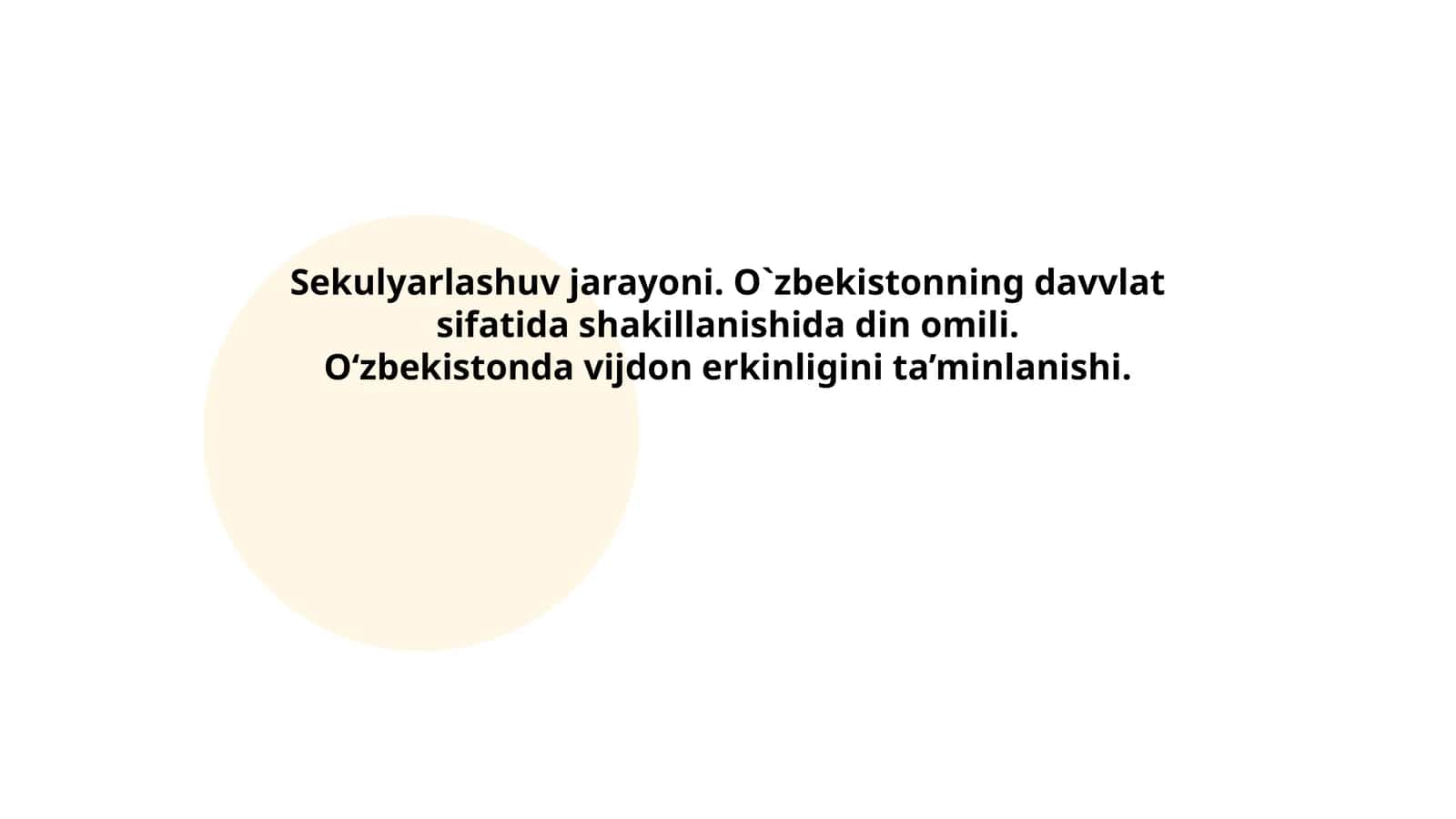 Sekulyarlashuv jarayoni. O`zbekistonning davvlat sifatida shakillanishida din omili 1