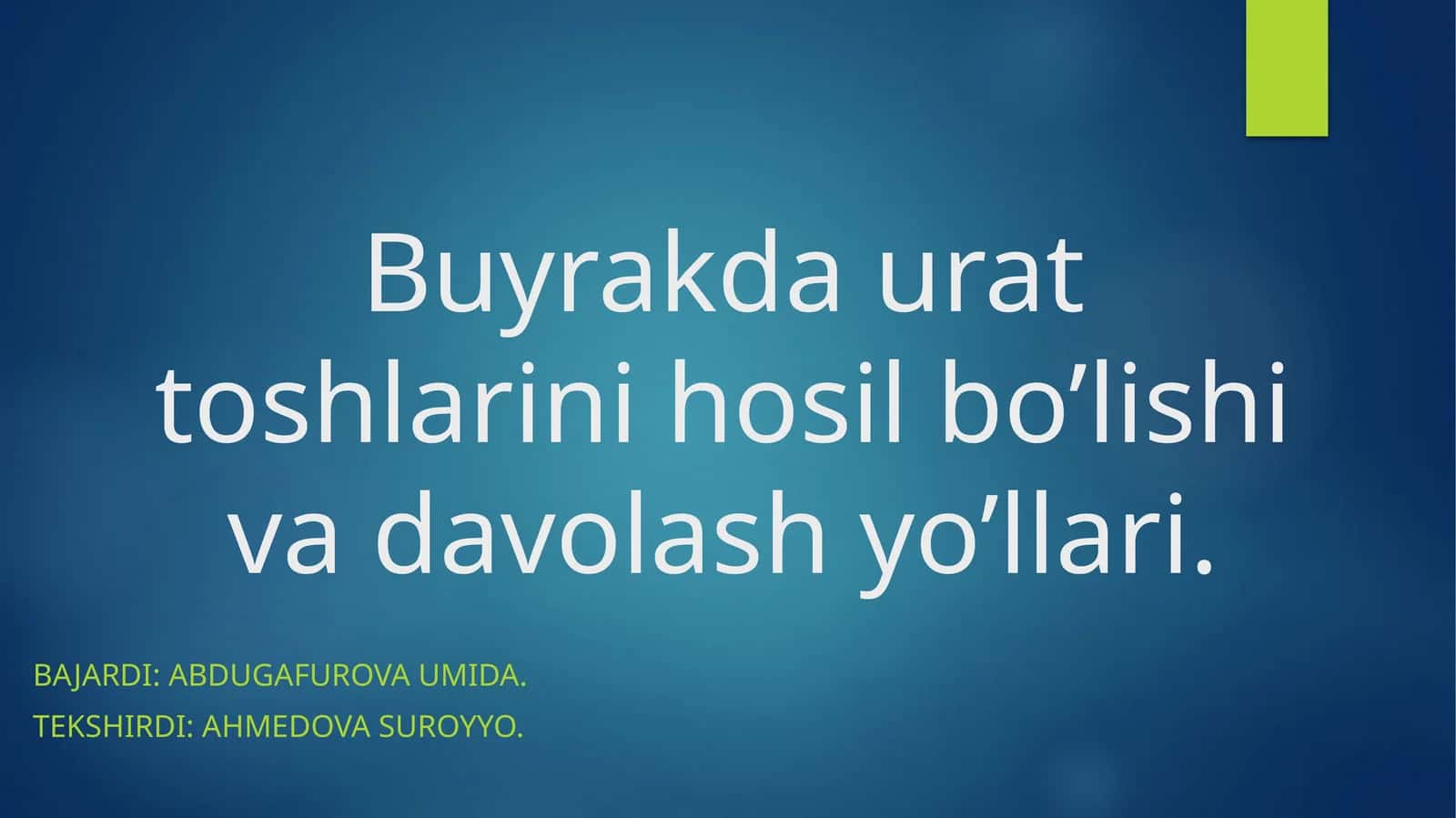 Buyrakda urat toshlarini hosil bo’lishi va davolash yo’llari 1