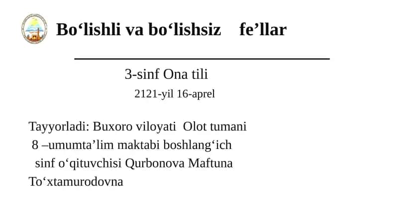 O‘tgan mavzuni mustahkamlash "Hayokiyo‘q" o‘yini 1