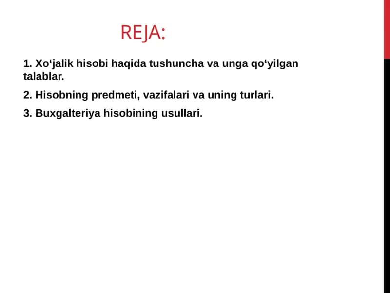 Xo‘jalik hisobi haqida tushuncha va unga qo‘yiladigan talablar 1