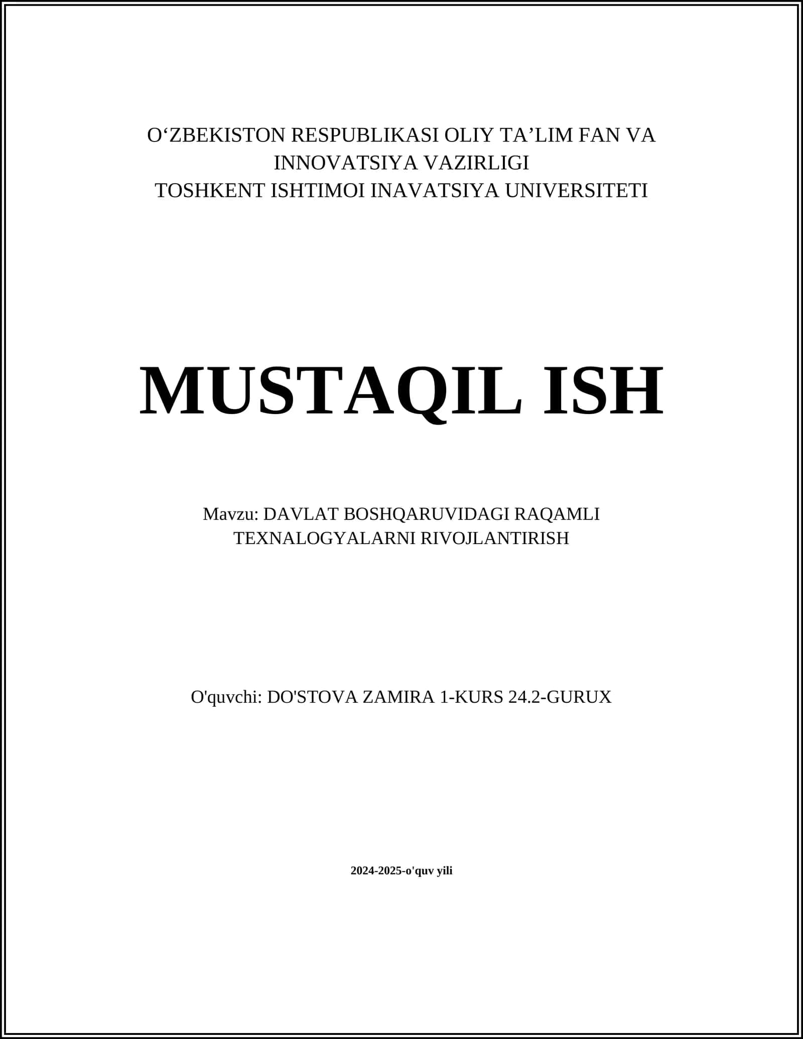 DAVLAT BOSHQARUVIDAGI RAQAMLI TEXNALOGYALARNI RIVOJLANTIRISH 1