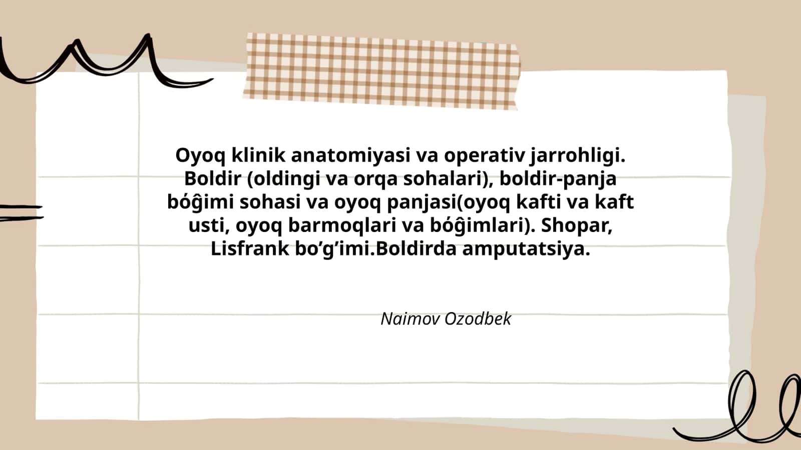 Oyoq klinik anatomiyasi va operativ jarrohligi 1