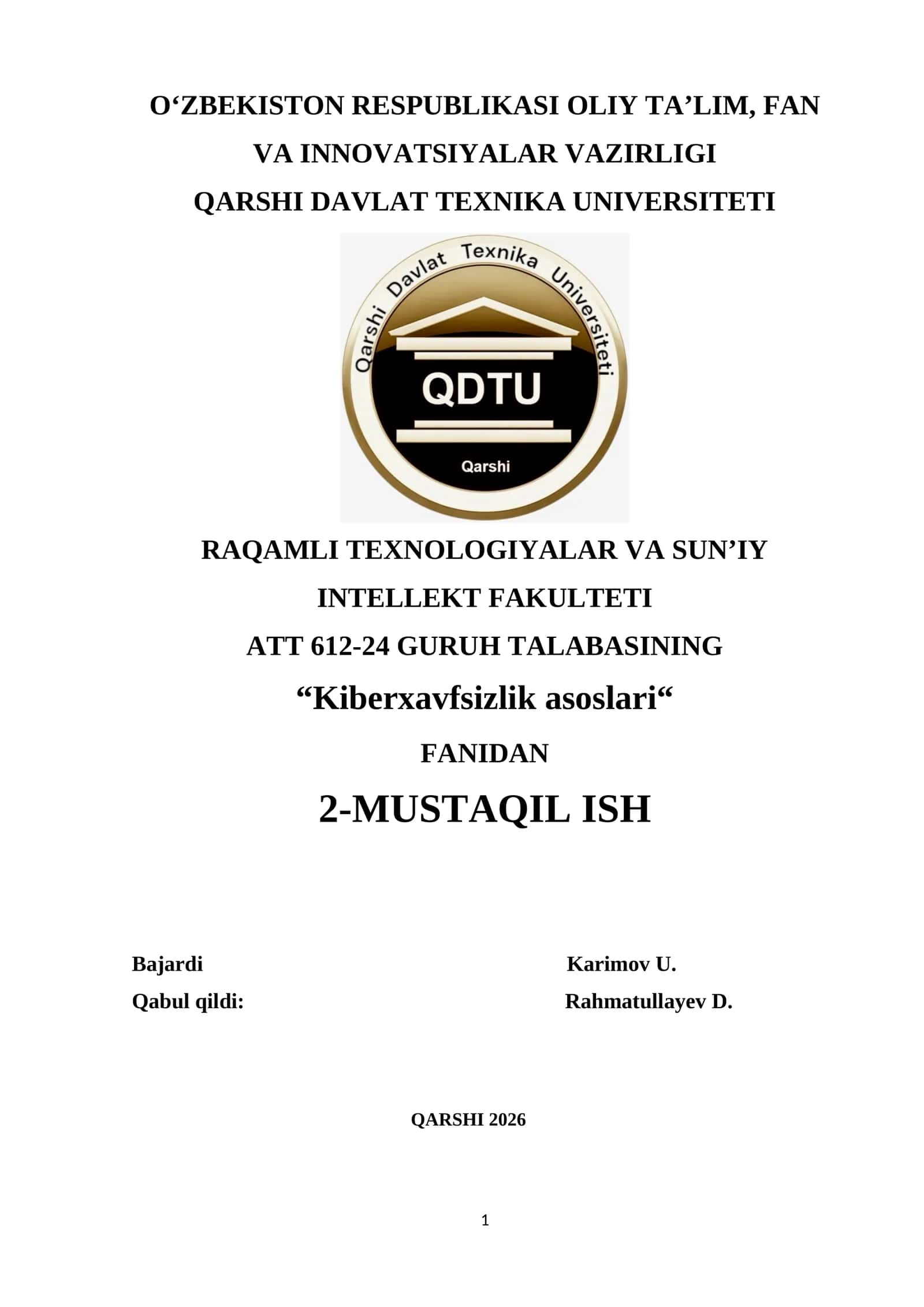 Kiberxavfsizlik asoslari 1