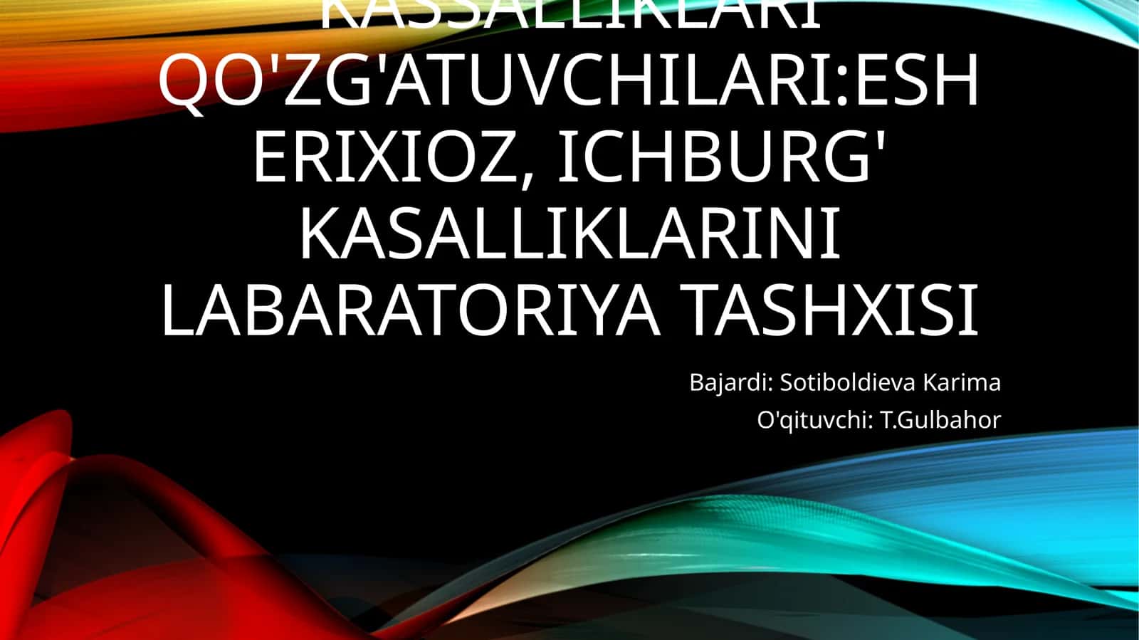 Ichak yuqumli kassalliklari qo'zg'atuvchilari: esherixioz, ichburg' kasalliklarini labaratoriya tashxisi 1