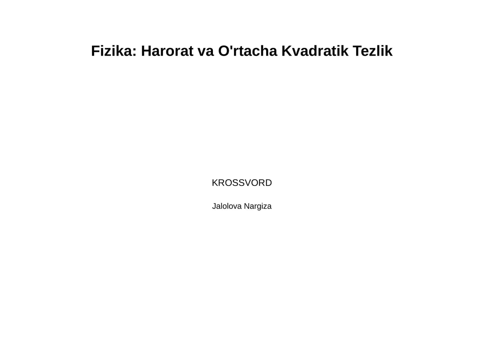 Fizika: Temperatura va òrtacha kvadratik tezlik 1