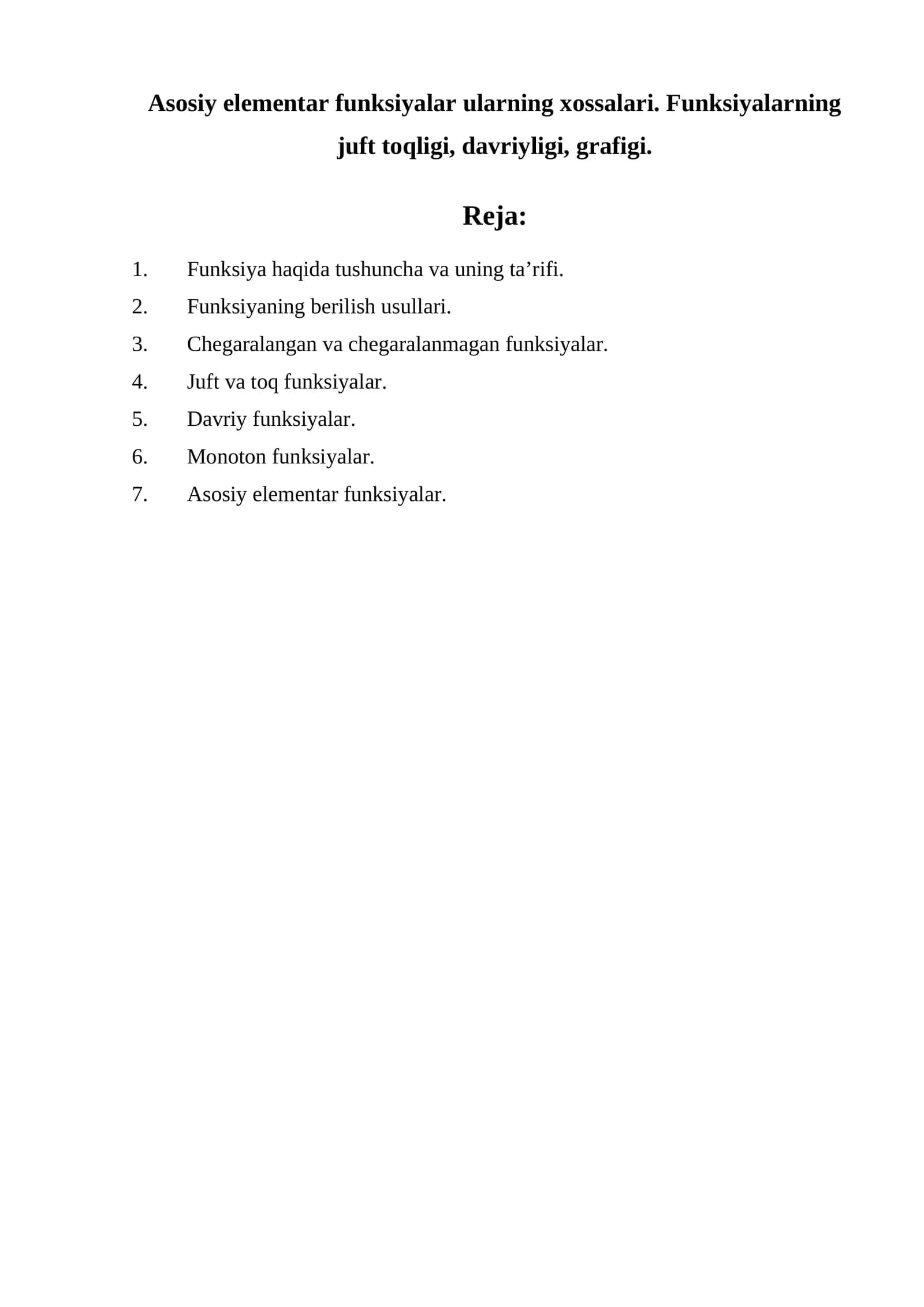 Asosiy elementar funksiyalar 1