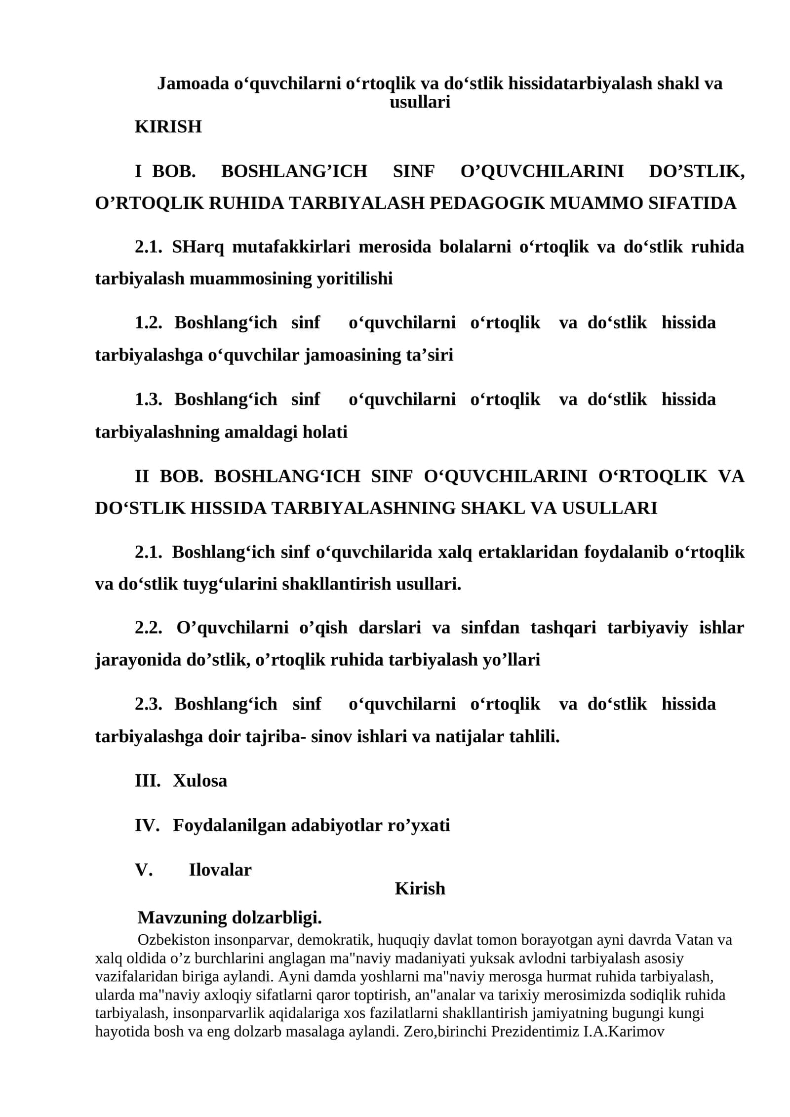 Boshlang‘ich sinf o‘quvchilarni o‘rtoqlik va do‘stlik hissidatarbiyalash shakl va usullari 1