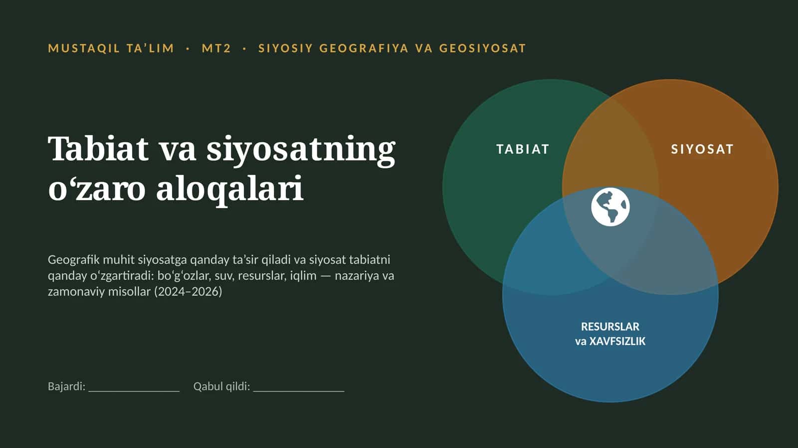 tabiat va siyosatning oʻzaro aloqalari ppt 1
